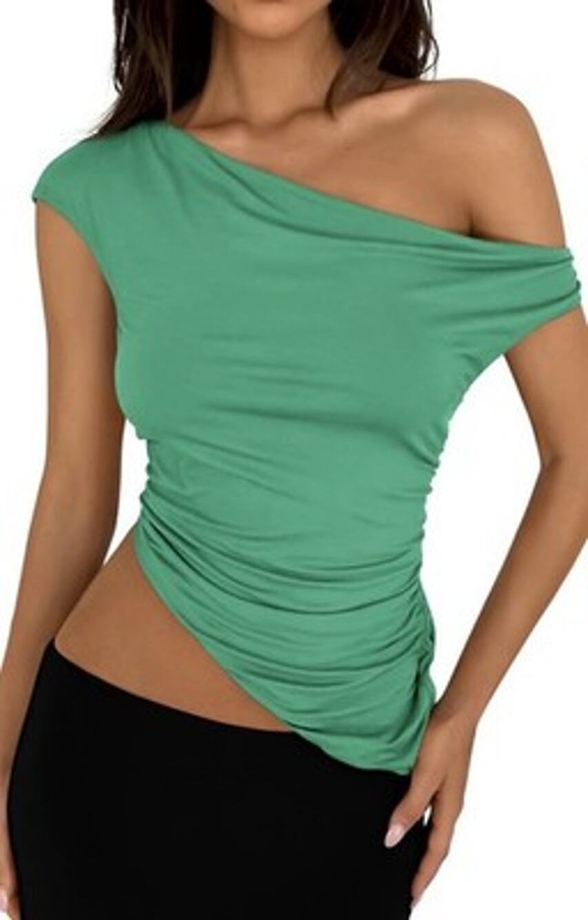 PRETTYGARDEN Womens Off The Shoulder Y2K Top Green Small NWT